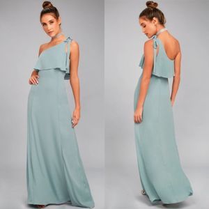 NWT Lulu’s Dusty Sage One Shoulder purpose maxi bridesmaid wedding guest dress